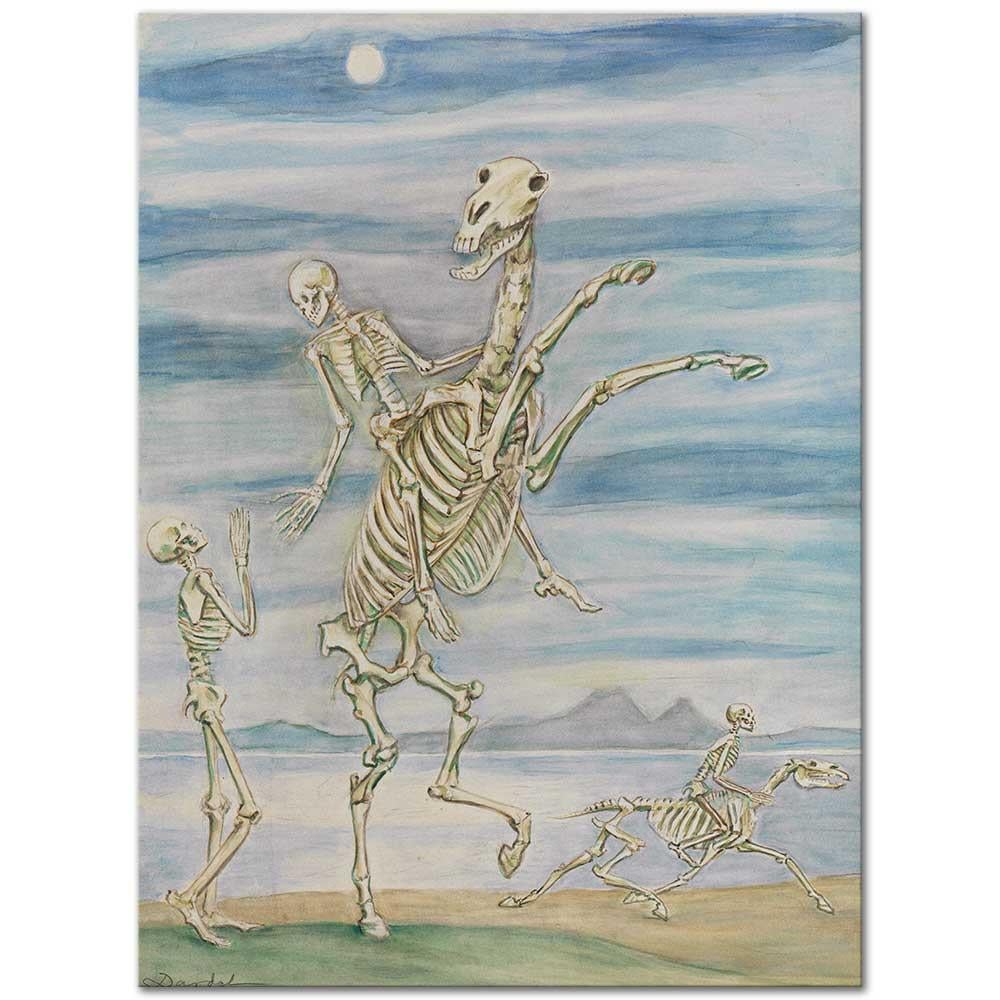 Nils Dardel At Üstünde İskelet Kanvas Tablo