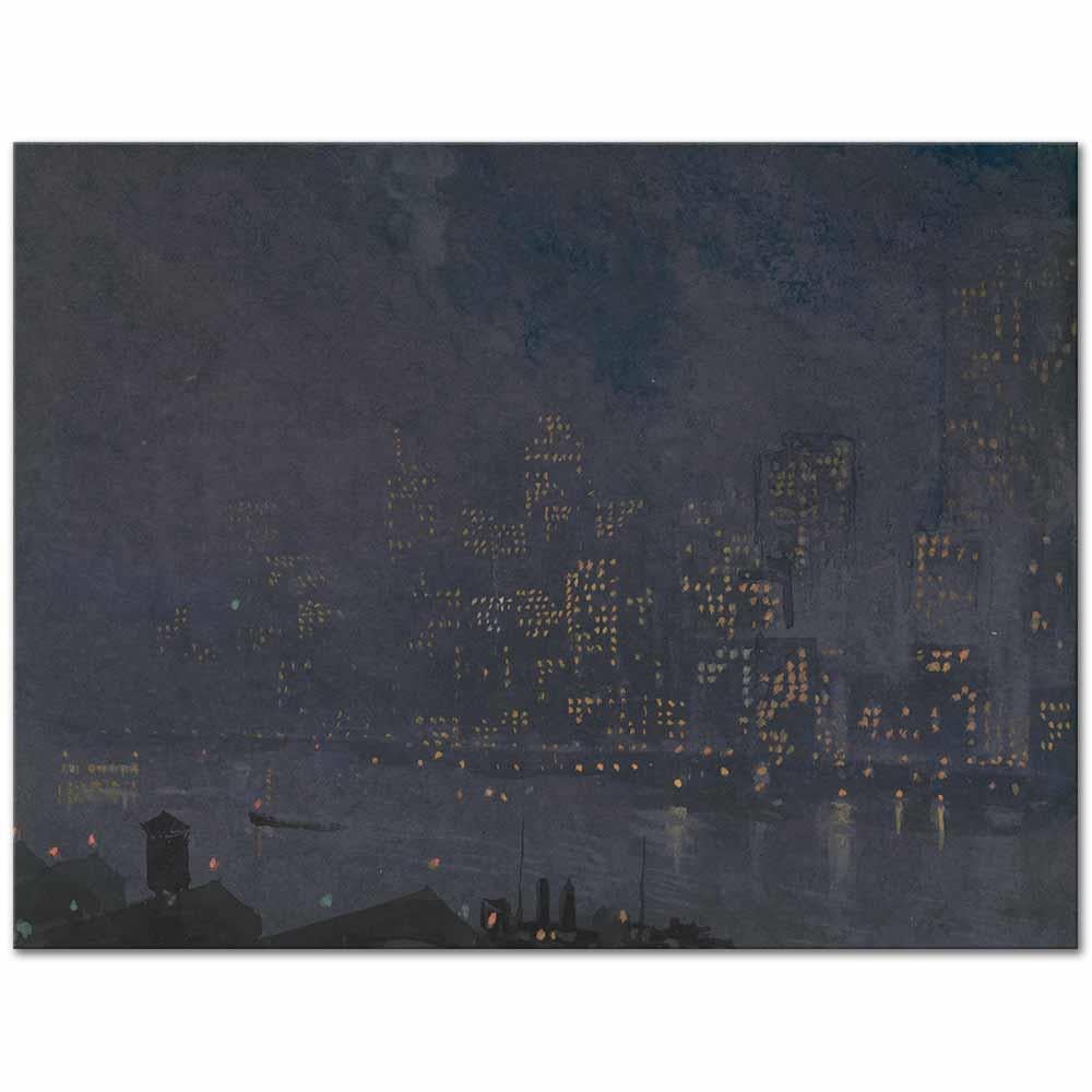 Skyscrapers at Night by Joseph Pennell as Art Print