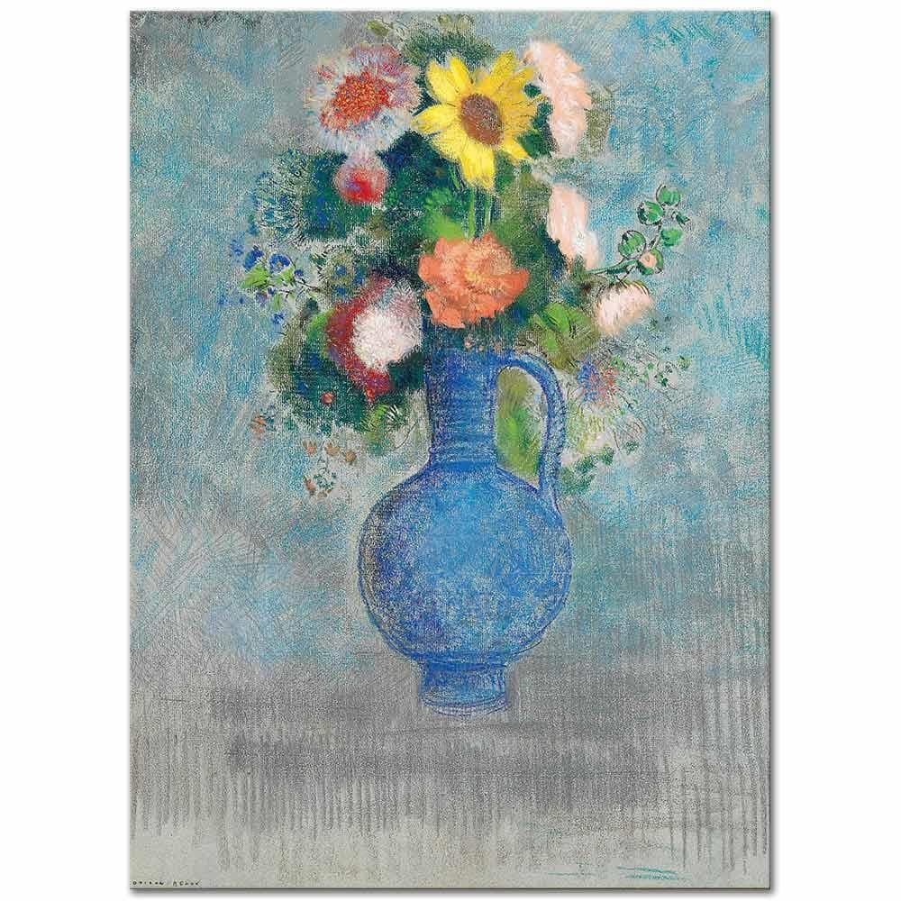 Odilon Redon Mavi Vazoda Çiçekler ile Natürmort Kanvas Tablo
