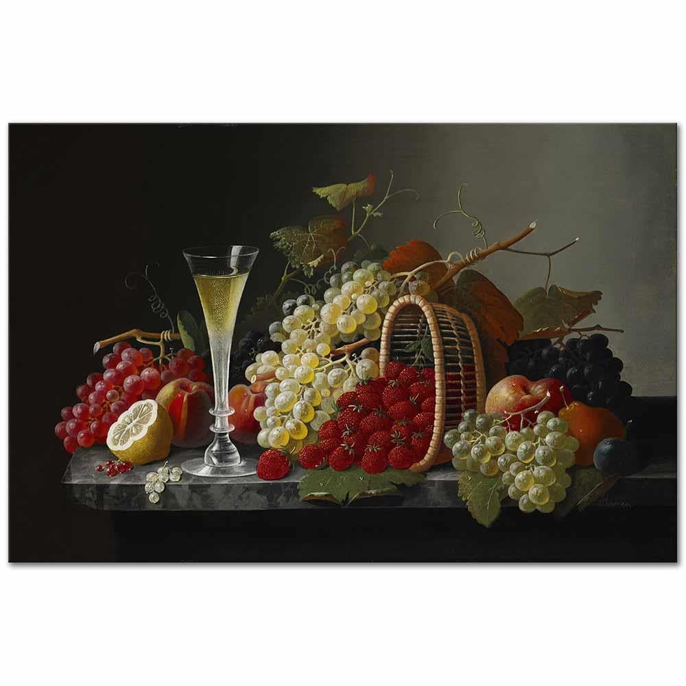 Still Life with Fruit and Champagne by Severin Roesen as Art Print