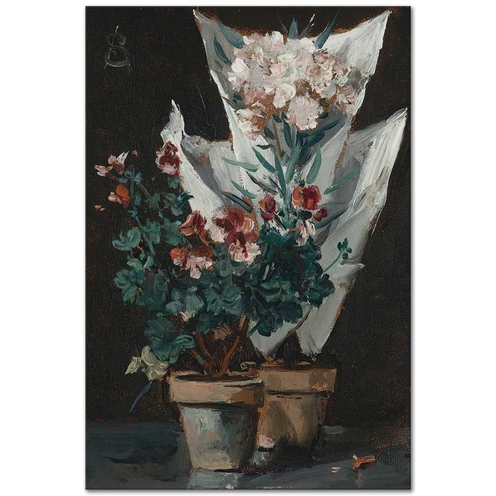 Alfred Stevens Saksılarda Sardunyalar Kanvas Tablo