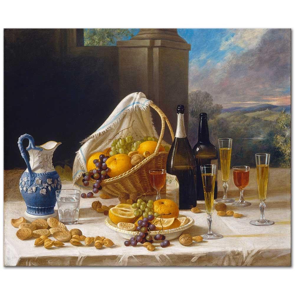 Still Life with Wine and Fruit by John F Francis as Fine Art Print