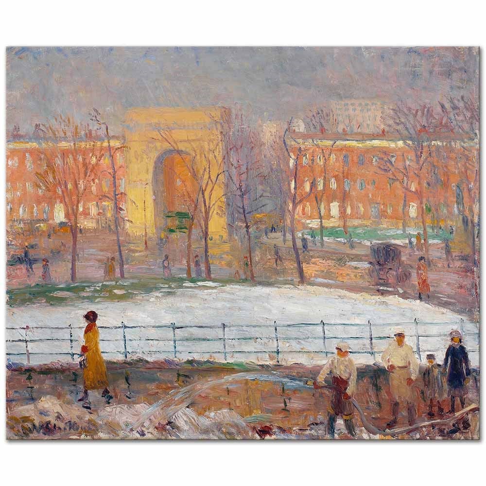 William Glackens Sokak Temizlikçileri Washington Meydanı Kanvas Tablo