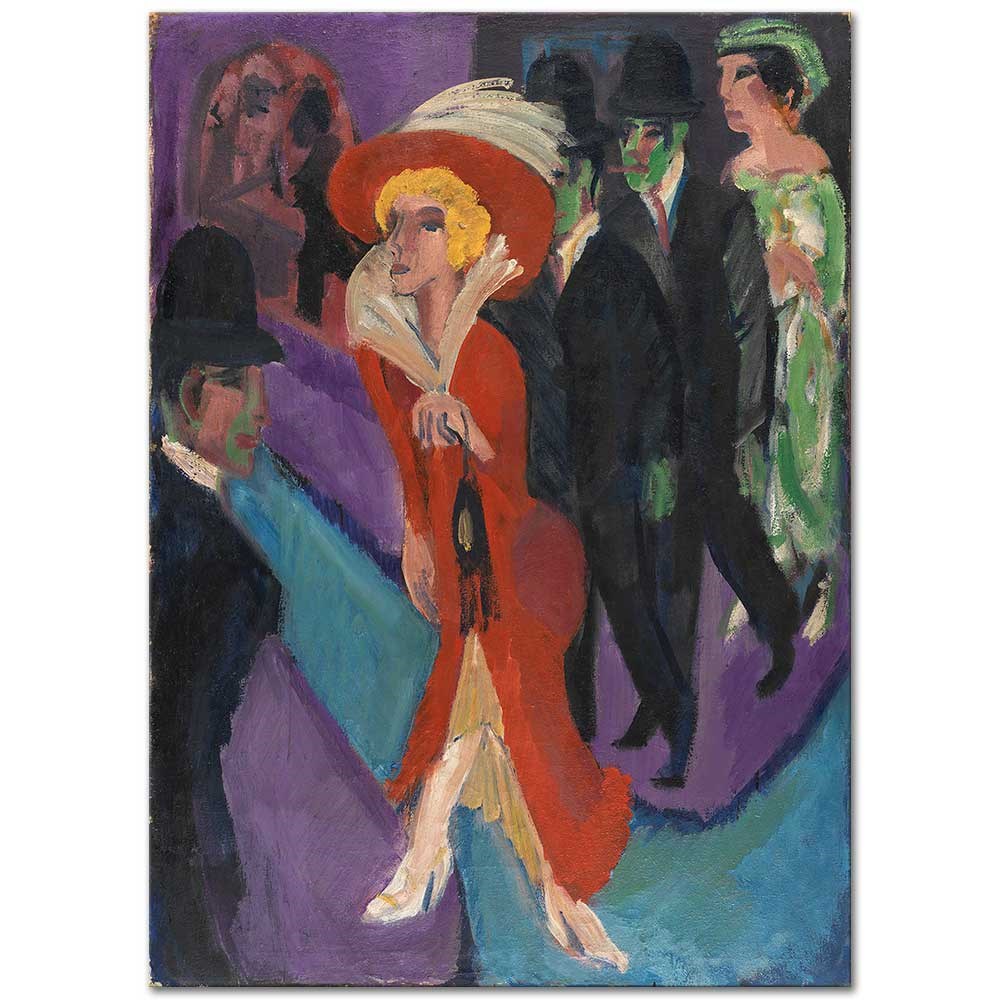 Ernst Ludwig Kirchner Kırmızı Kıyafet İle Sokakta Kanvas Tablo