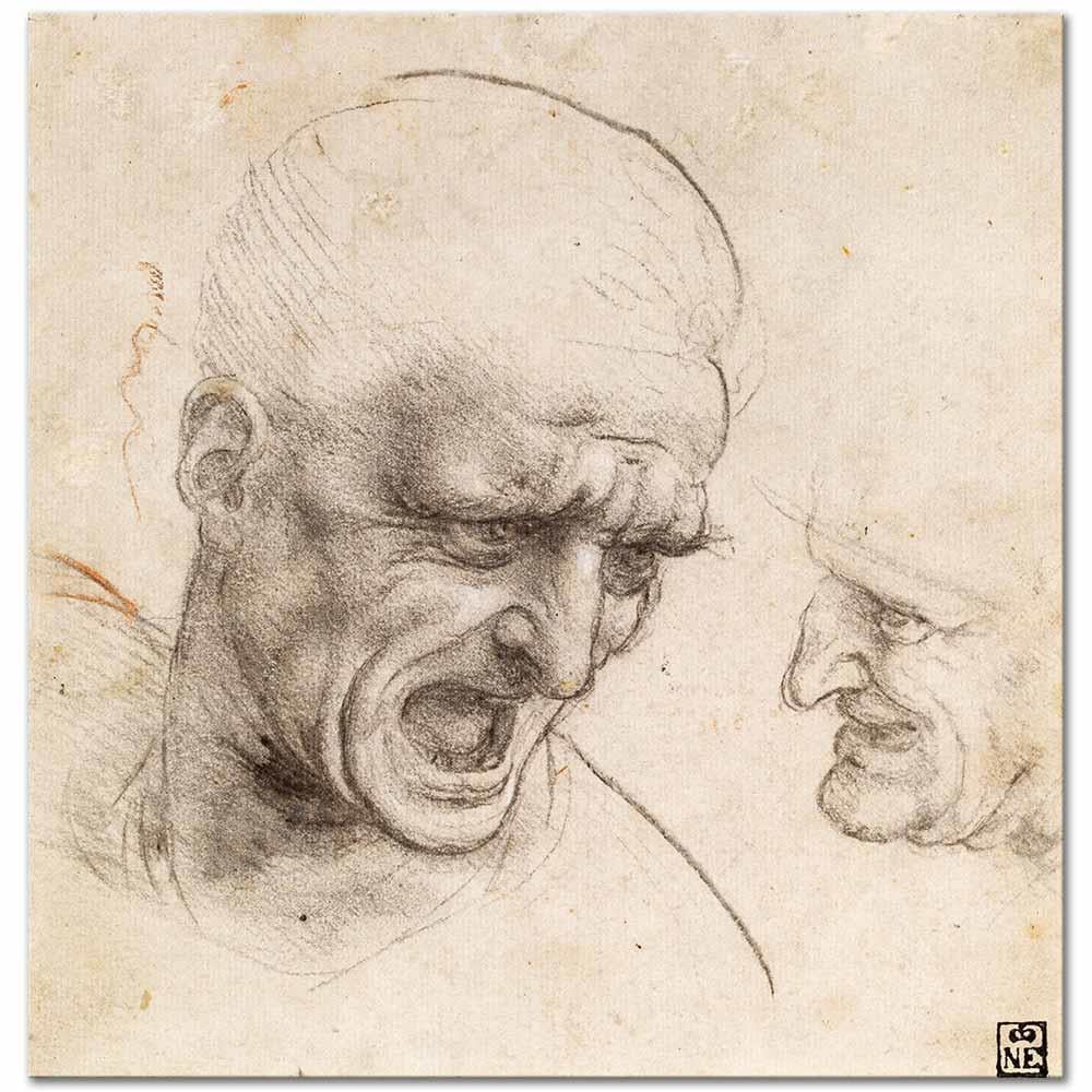 Leonardo da Vinci Asker Başları için Etüd Kanvas Tablo