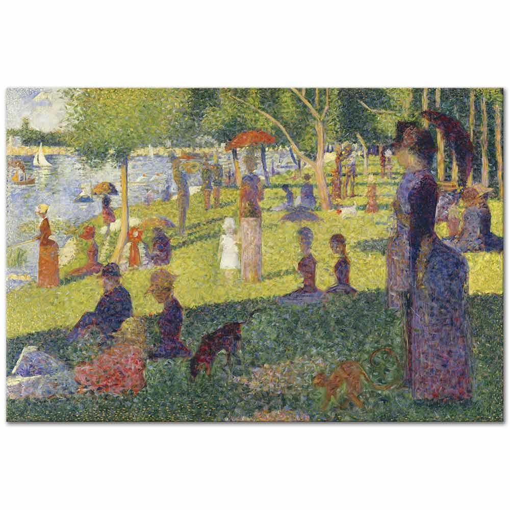 Georges Seurat Jatte Adasında Pazar Akşamı için Etüd Kanvas Tablo