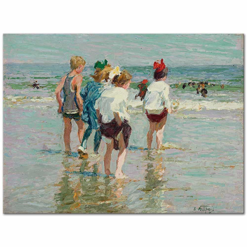 Edward Henry Potthast Brighton Plajında Yaz Günü Kanvas Tablo