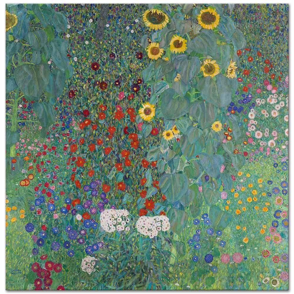 Gustav Klimt Bahçede Ayçiçekleri Kanvas Tablo