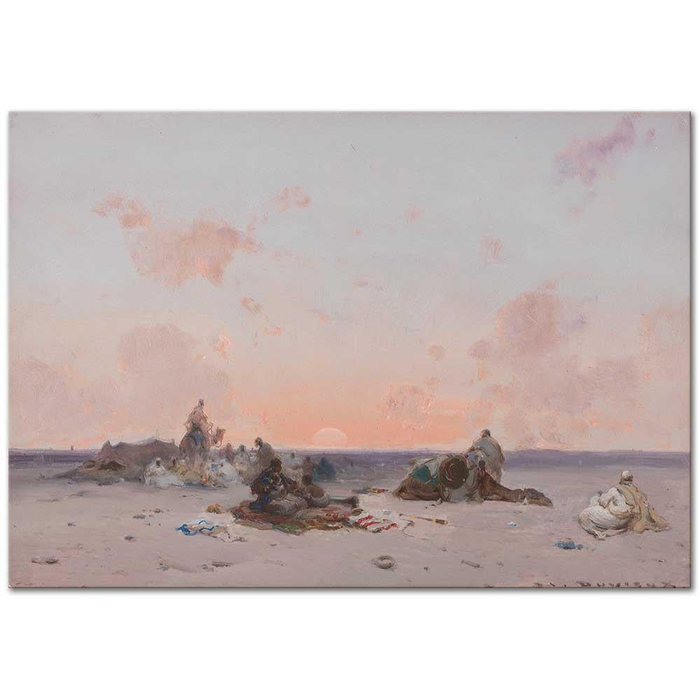 Sunset in the Desert over a Bedouin Camp by Henri Duvieux as Art Print