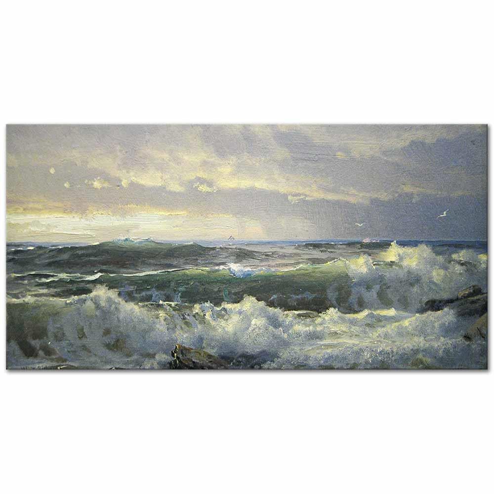 William Trost Richards Kayalıklarda Sörf Kanvas Tablo