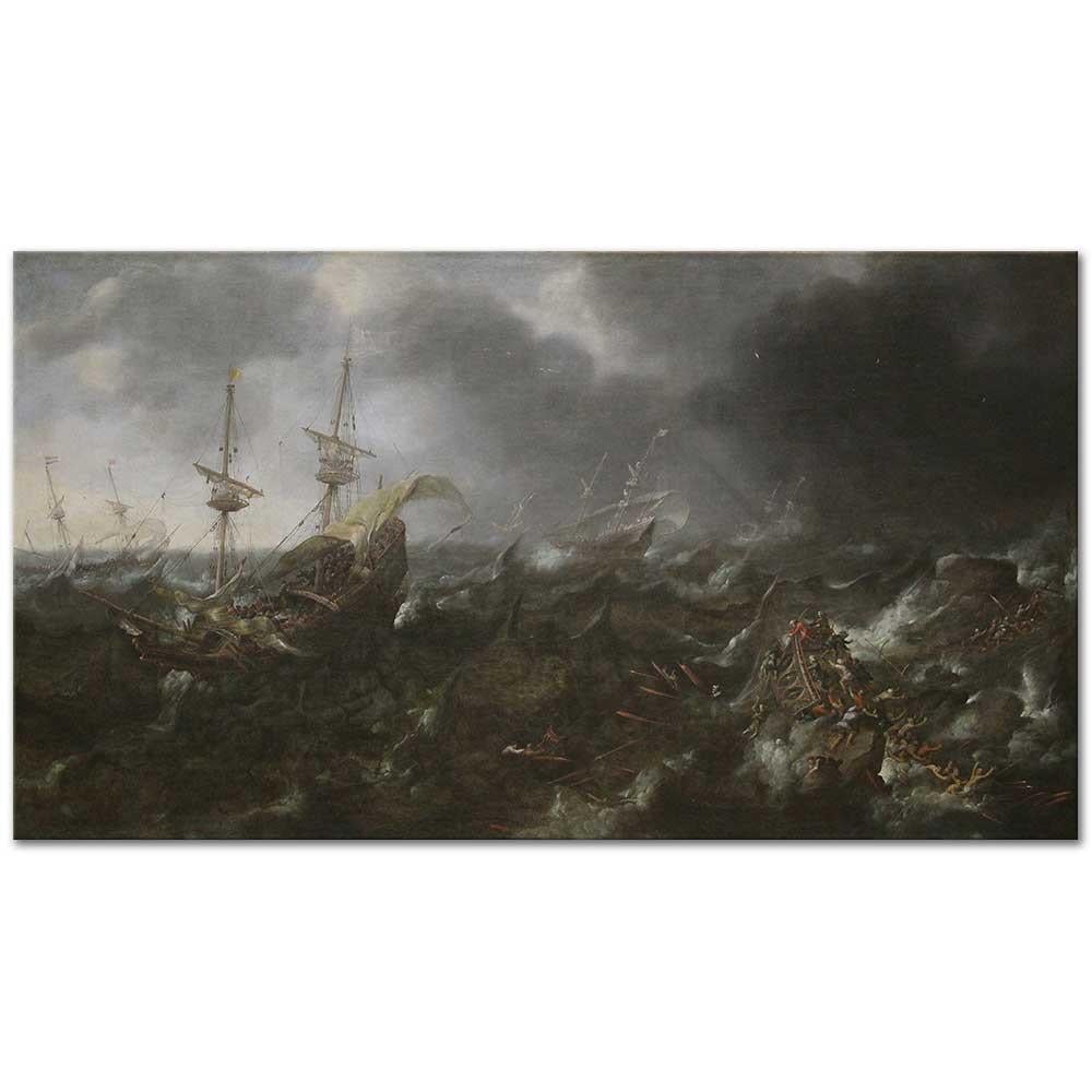 Andries van Eertvelt Peril'de Gemiler Kanvas Tablo