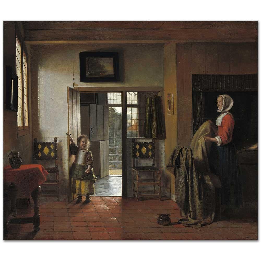 Pieter de Hooch Yatak Odası Kanvas Tablo