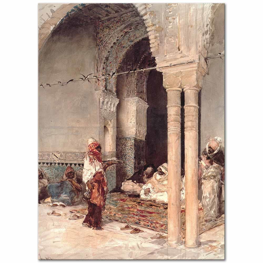 Mariano Fortuny Marsal Kahvede Bekleyenler Kanvas Tablo