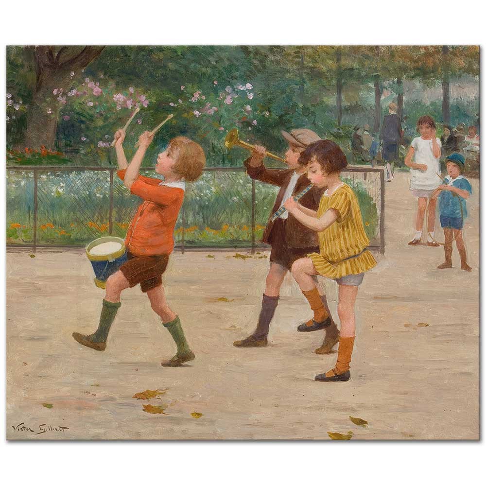The Children's Band by Victor Gabriel Gilbert as Fine Art Print