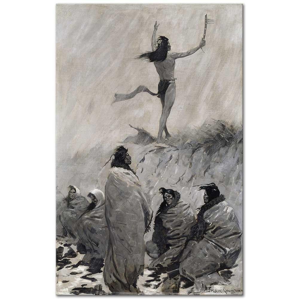 The Fire Eater Raised His Arms To The Thunder Bird by Frederic Remington