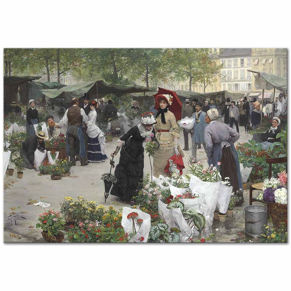 Victor Gabriel Gilbert Çiçek Pazarı Kanvas Tablo