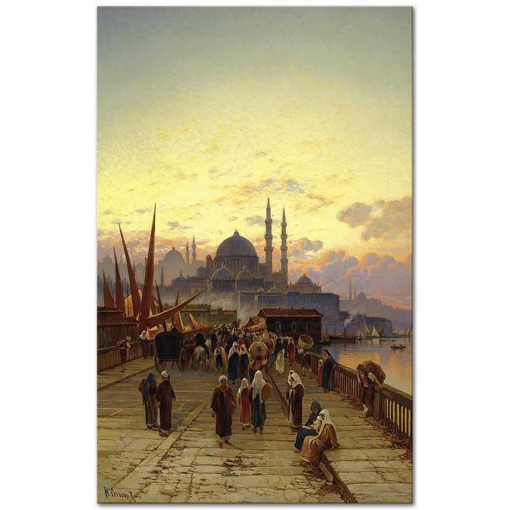 Hermann David Salomon Corrodi Galata Köprüsü Kanvas Tablo