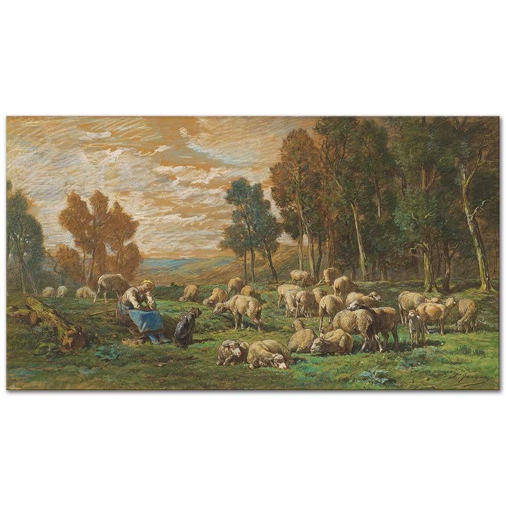 The Shepherdess by Charles Jacque as Fine Art Print