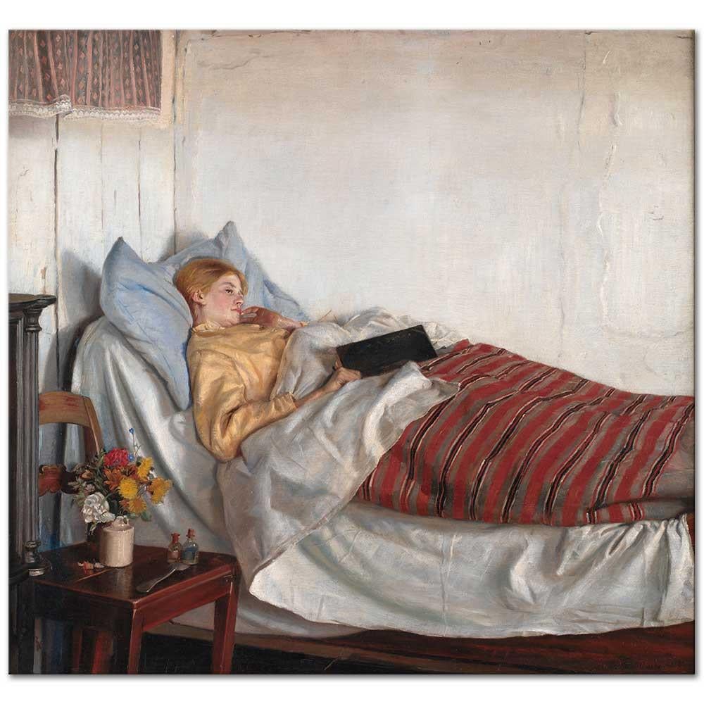 Michael Peter Ancher Hasta Kız Kanvas Tablo