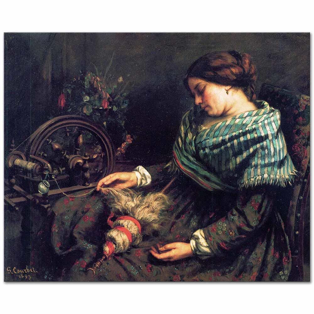Gustave Courbet Uyuyan Örgücü Kanvas Tablo