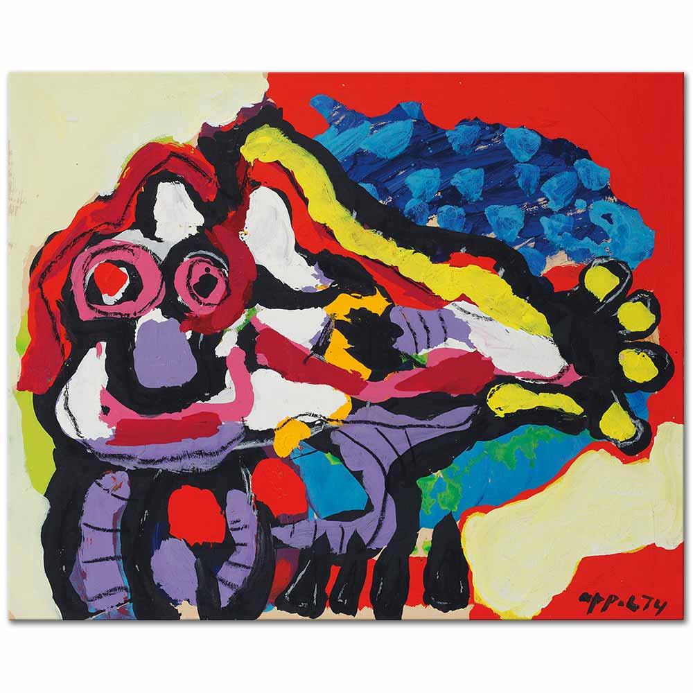 Karel Appel Güneşlenen Hayvan Kanvas Tablo