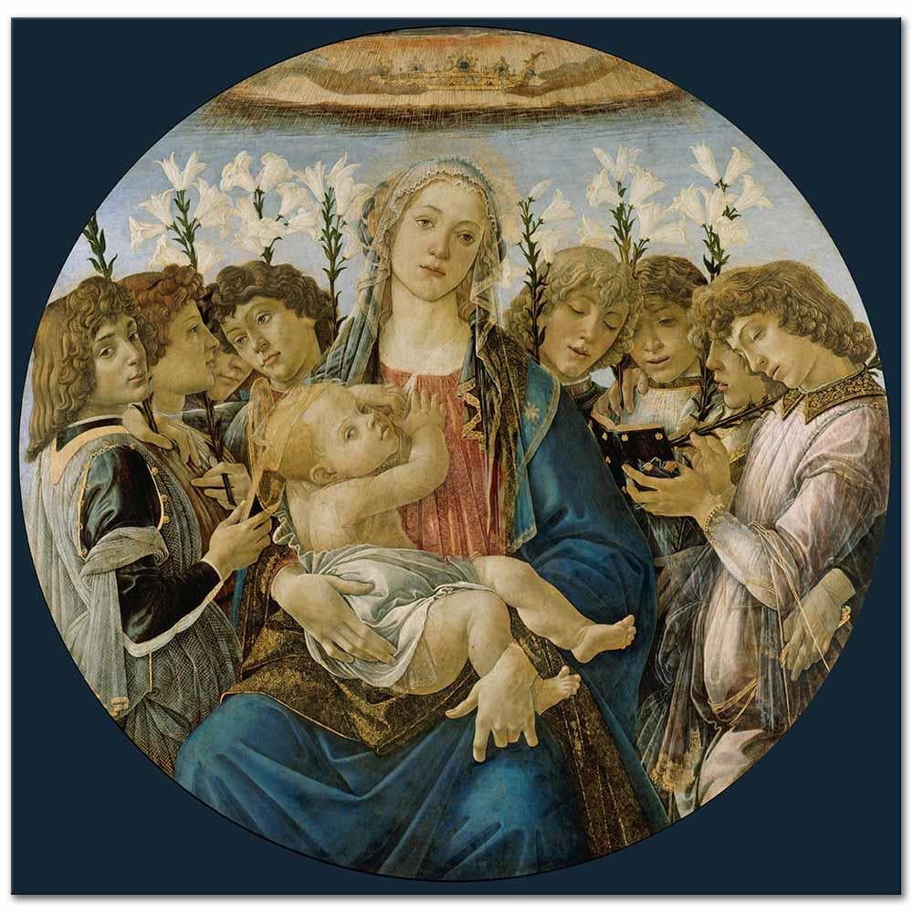 Sandro Botticelli Bakire ve Çocuk Şarkı Söyleyen Meleklerle Kanvas Tablo