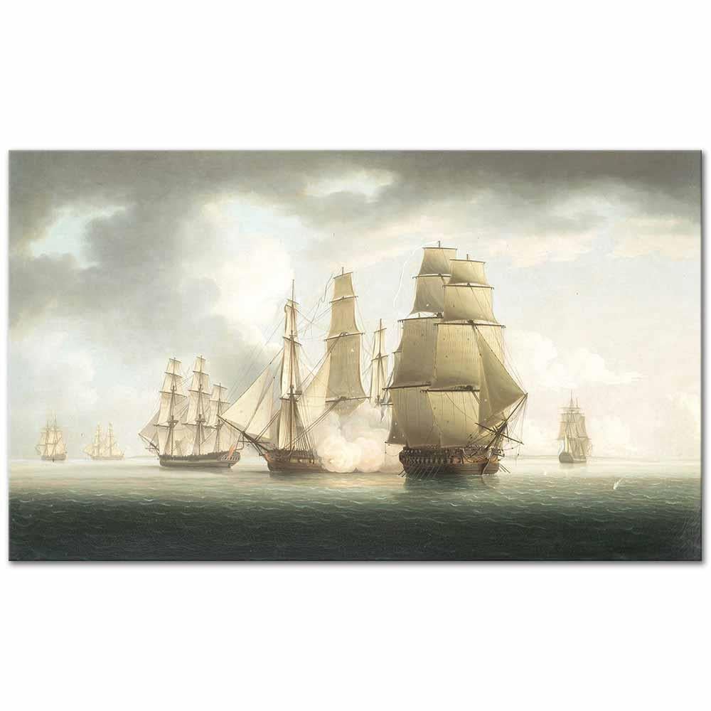 The Bristol Privateer Caesar under Attack by a French Frigate by Thomas Buttersworth