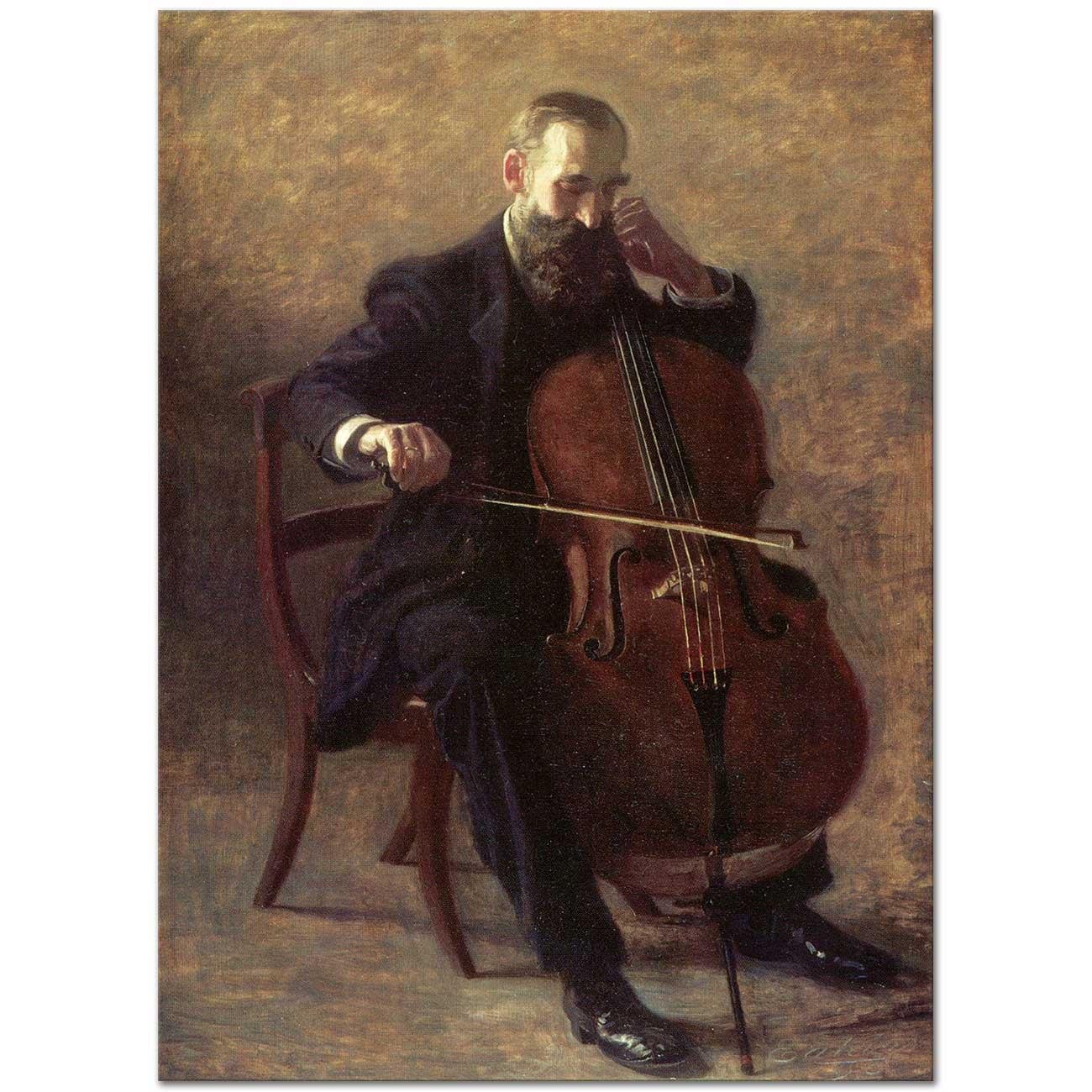 Thomas Eakins Çello Çalan Adam Kanvas Tablo