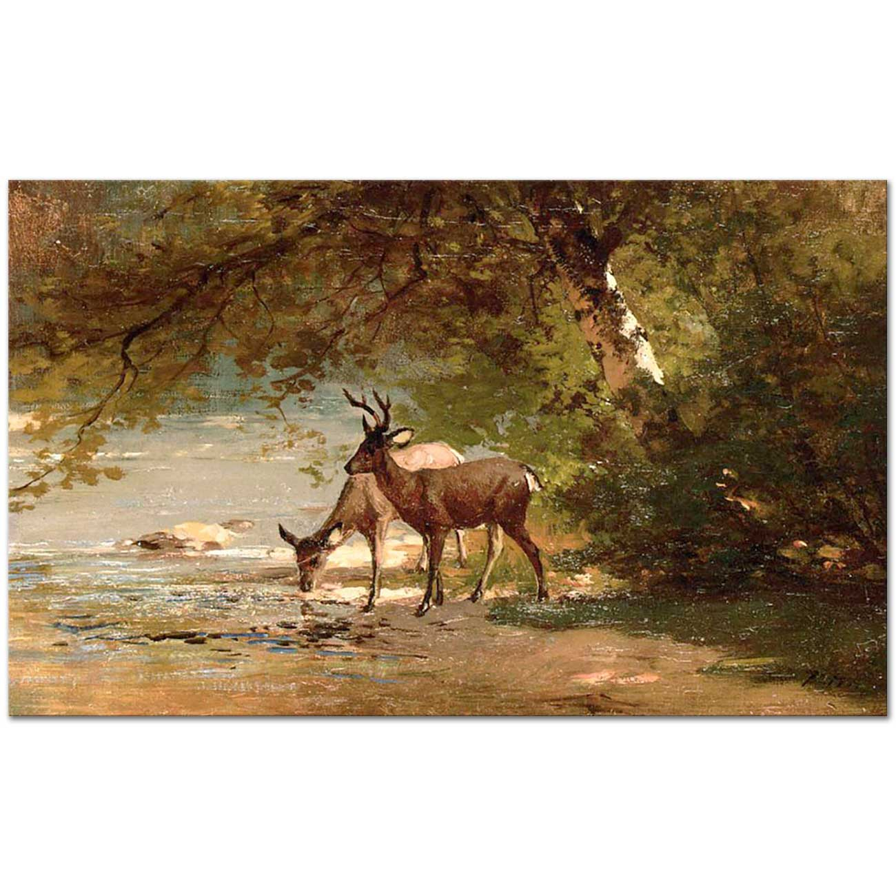 Thomas Hill Deer in a Landscape Art Print