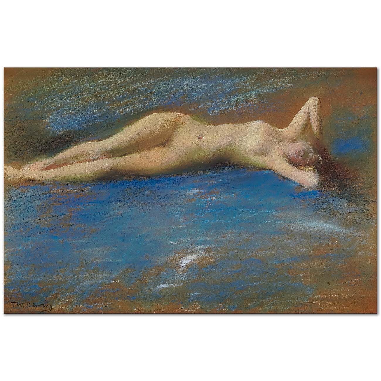 Reclining Nude Figure of a Girl by Thomas Wilmer Dewing