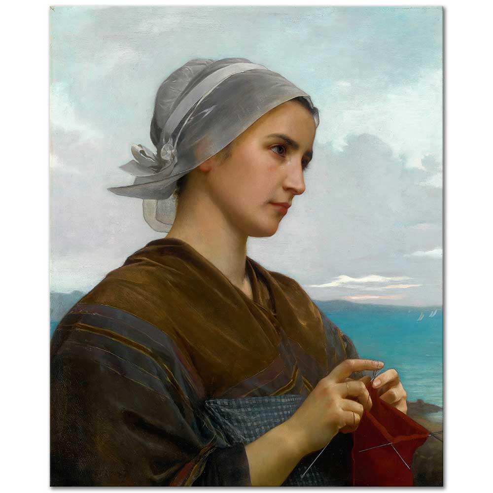 William Adolphe Bouguereau Breton'lu Örgücü Kanvas Tablo