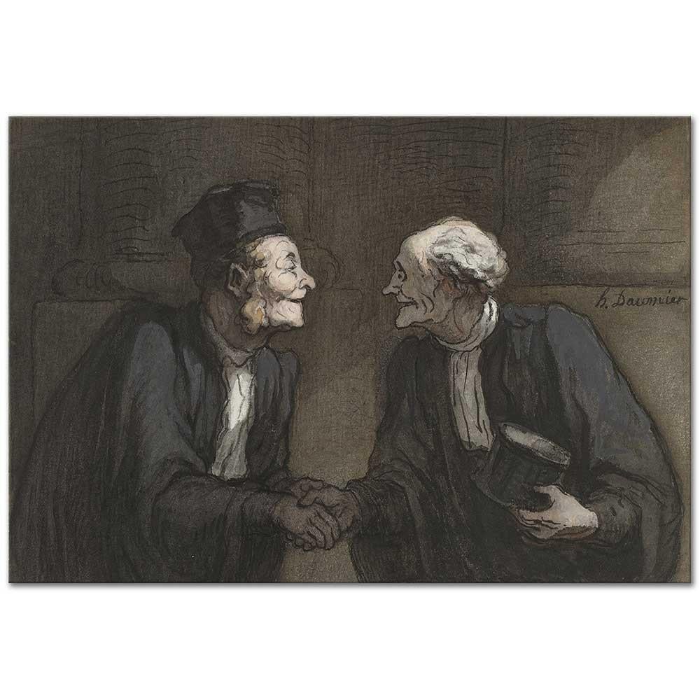 Two Lawyers Handshake by Honore Daumier as Art Print