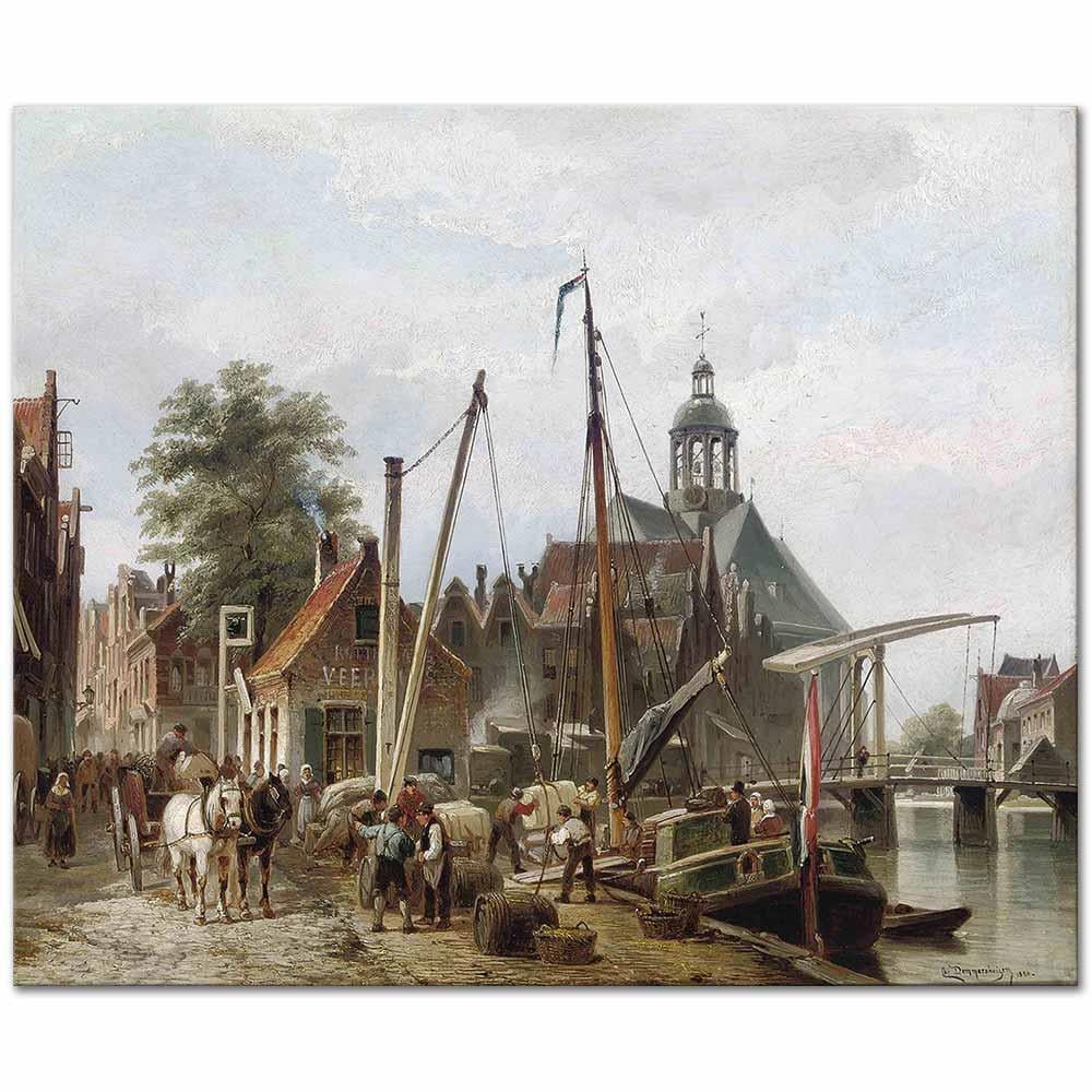 Cornelis Christiaan Dommersen Rotterdam Limanı Kanvas Tablo