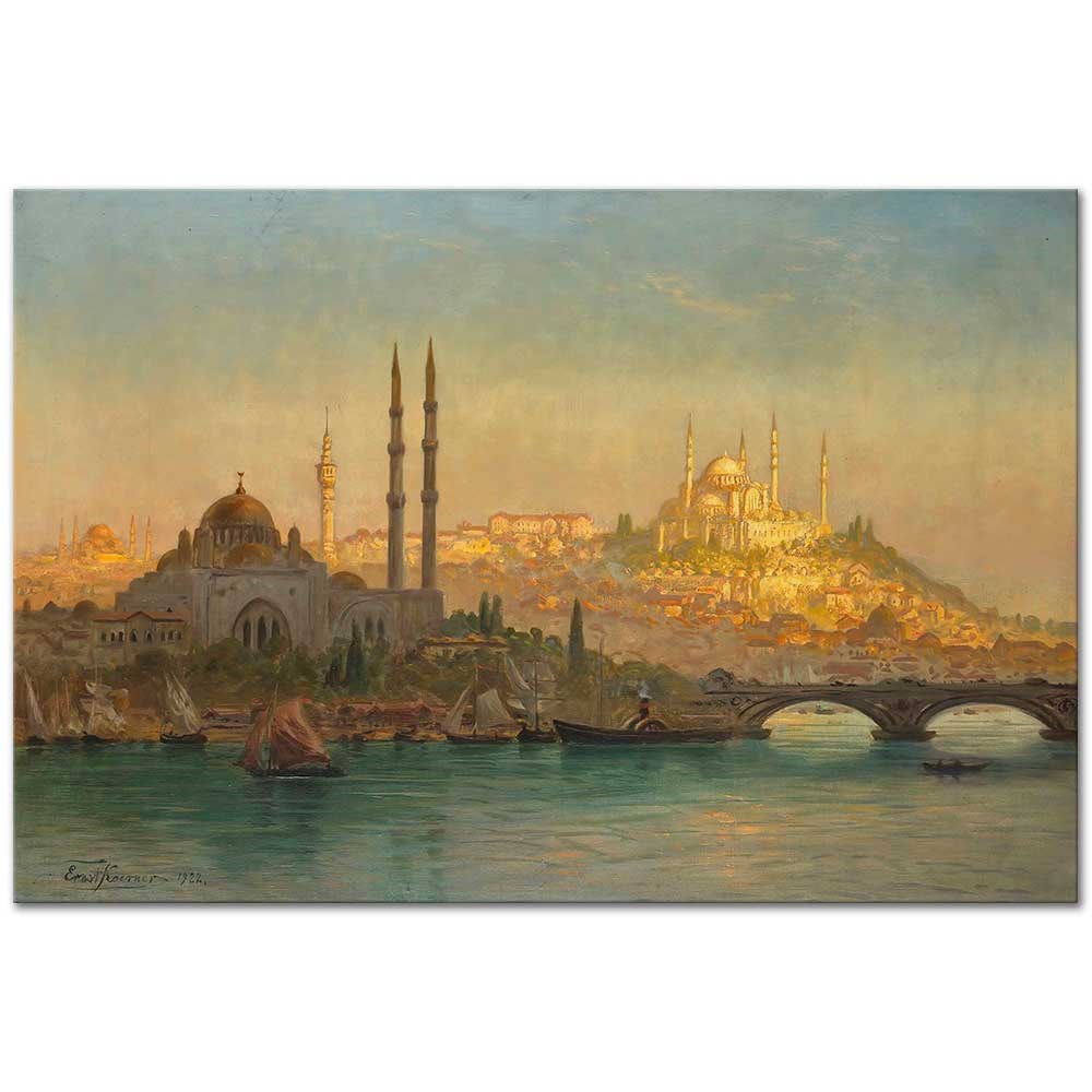 Ernst Koerner Valide ve Süleymaniye Cami İstanbul Kanvas Tablo