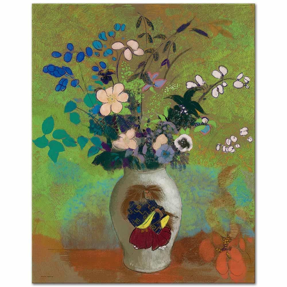 Odilon Redon Japon Savaşçısı Desenli Vazo Kanvas Tablo