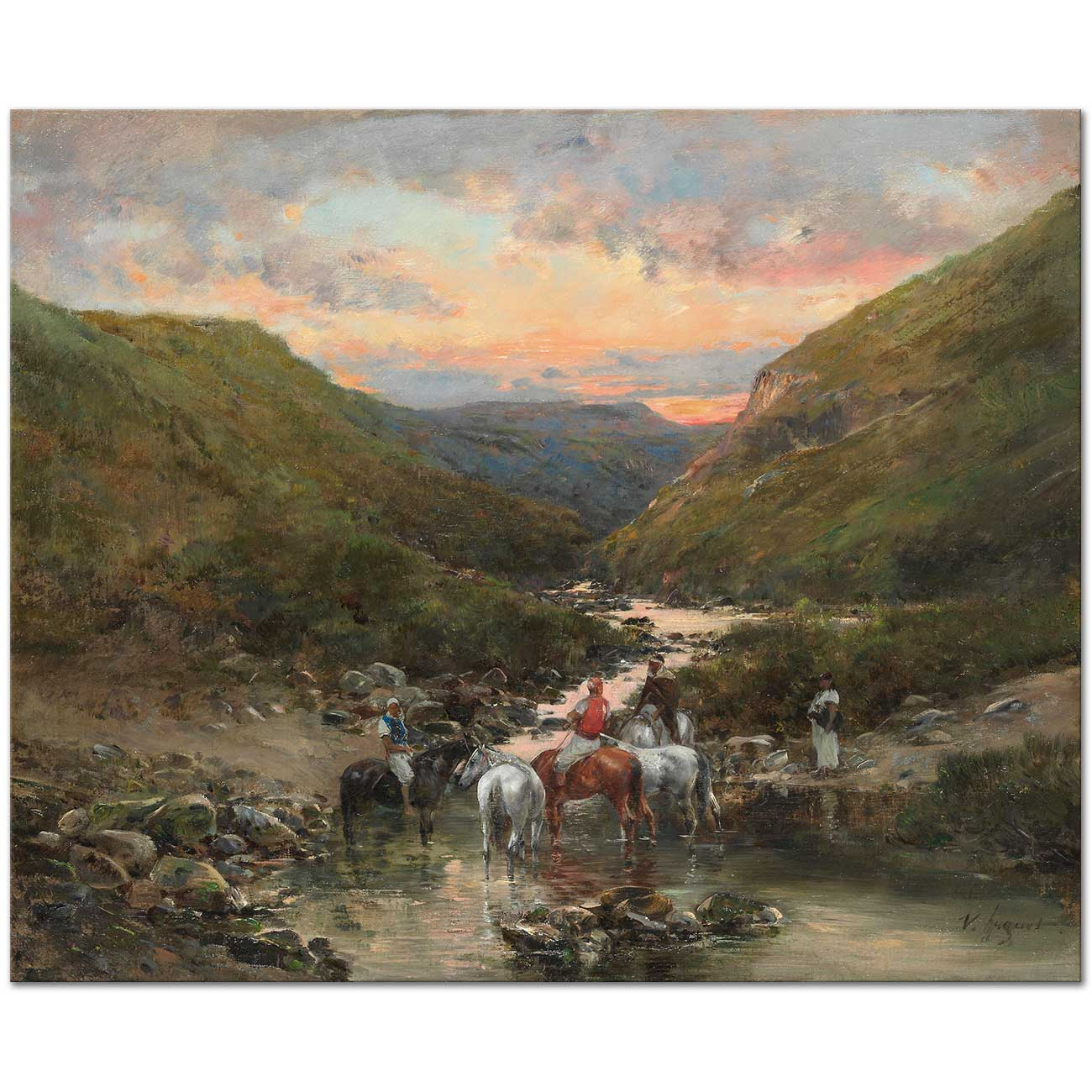 Victor Huguet Ravine Near Biskra Art Print