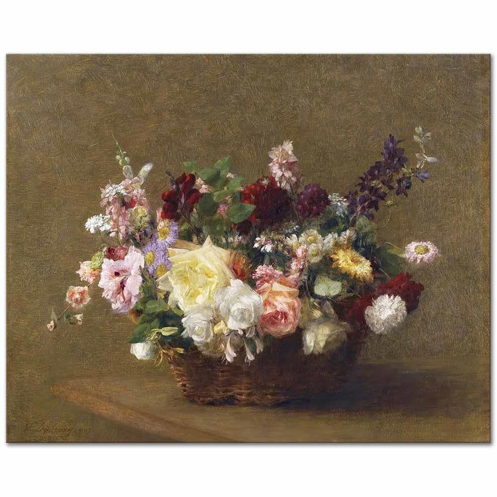 Victoria Dubourg Fantin Latour Karışık Çiçek Sepeti Kanvas Tablo