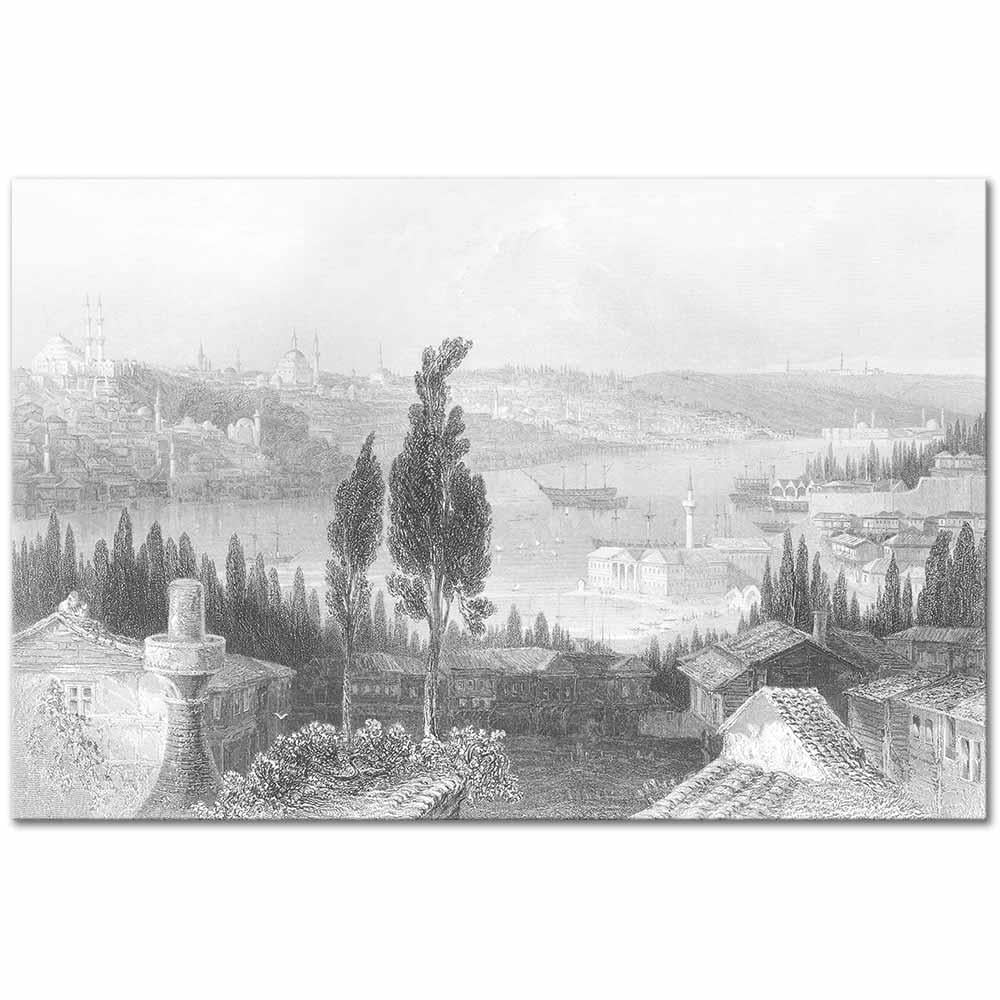 William Henry Bartlett Boğaza Bakış Kanvas Tablo