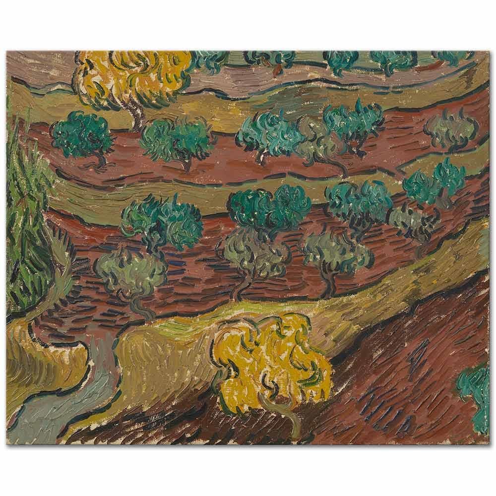 Vincent van Gogh Yamaçtaki Zeytin Ağaçları Kanvas Tablo