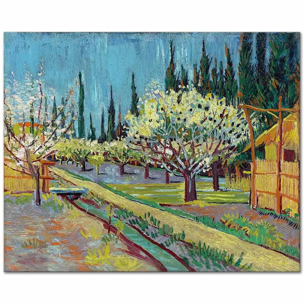 Vincent van Gogh Selvilerle Çevrili Meyve Bahçesi Kanvas Tablo