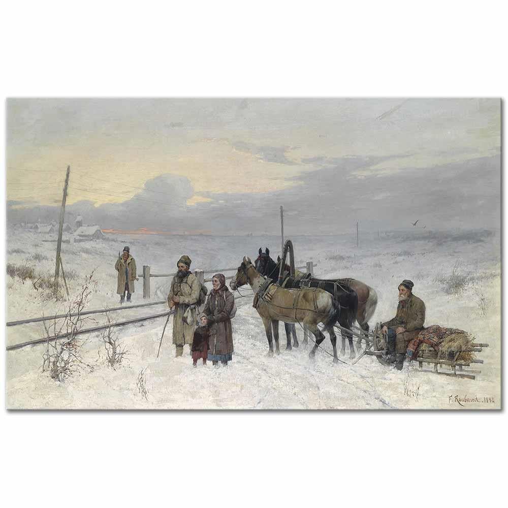 Franz Roubaud Tren Bekleyenler Kanvas Tablo