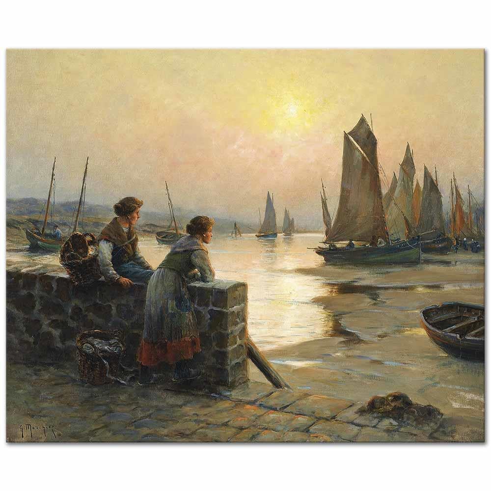 Waiting for the Fishing Fleet to Return by Georges Maroniez as Art Print