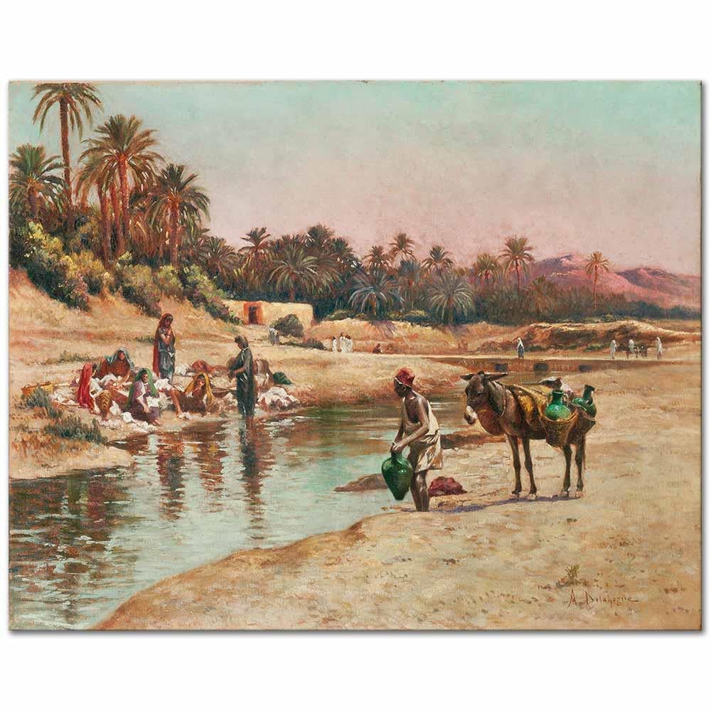 Washerwomen by the River by Alexis Auguste Delahogue as Art Print