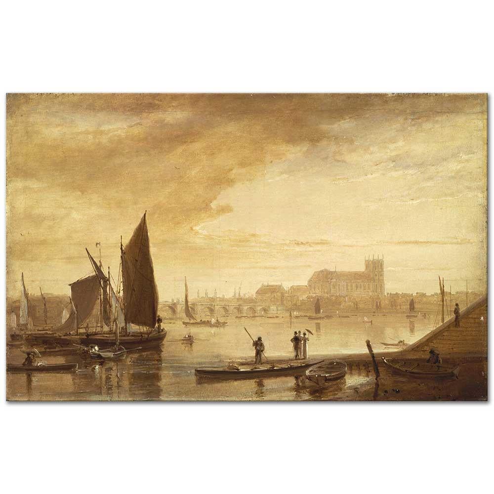 Westminster Bridge and Abbey by William Daniell as Art Print