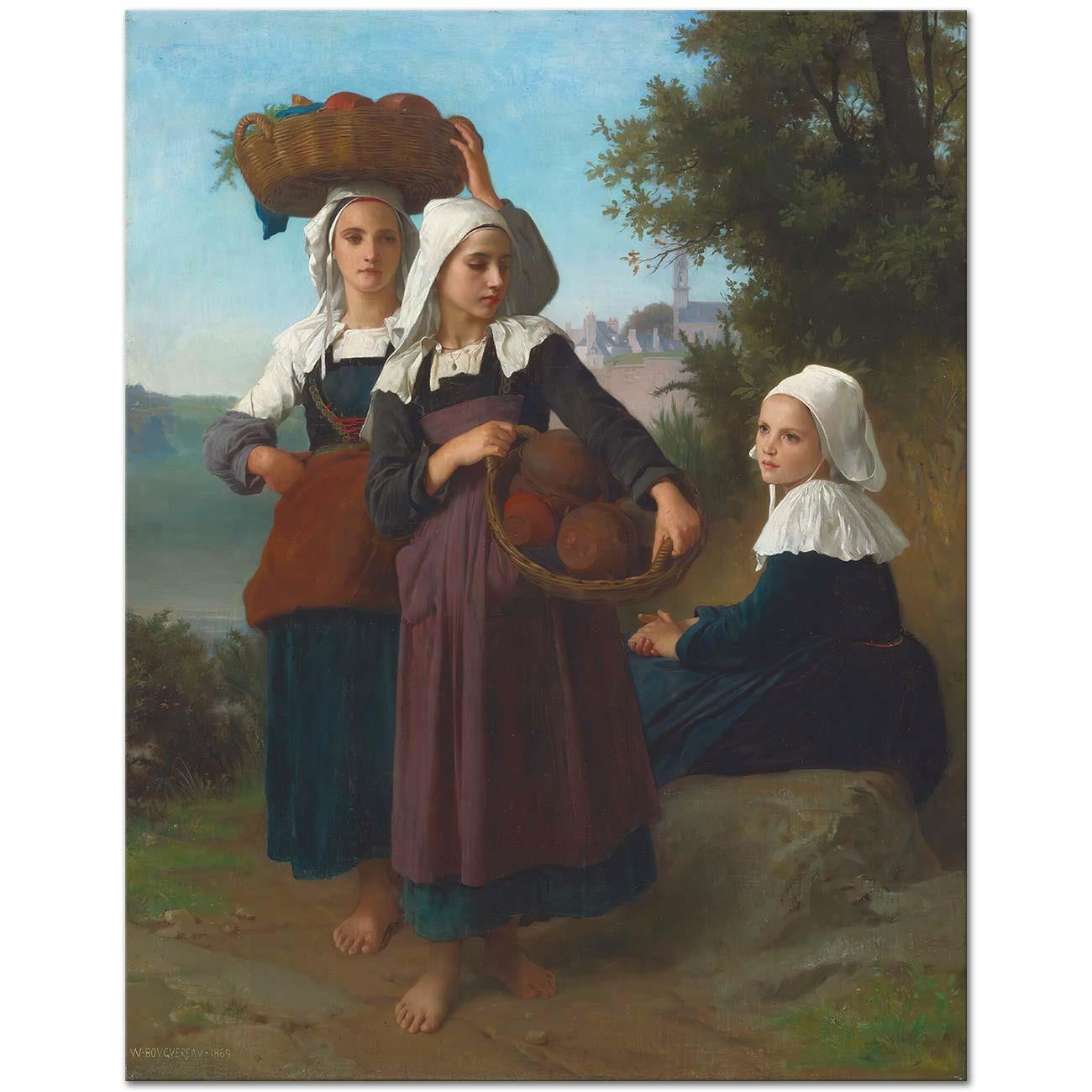 William Adolphe Bouguereau Fouesnant Girls Returning From The Market Art Print