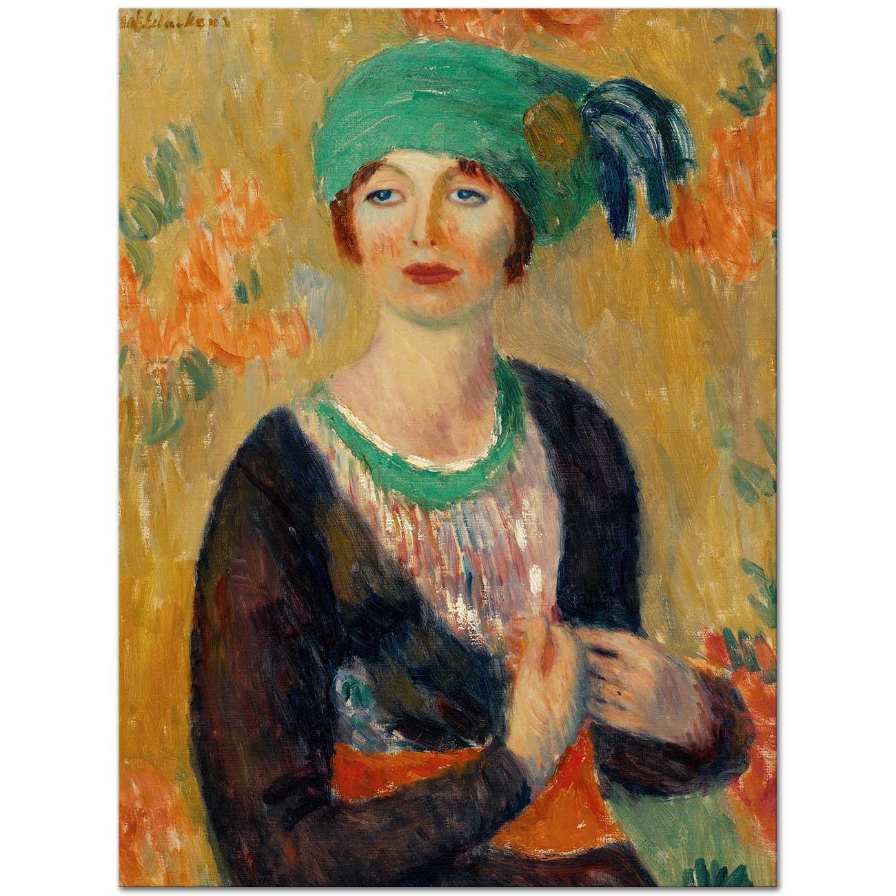 William Glackens Yeşil Türbanlı Kız Kanvas Tablo