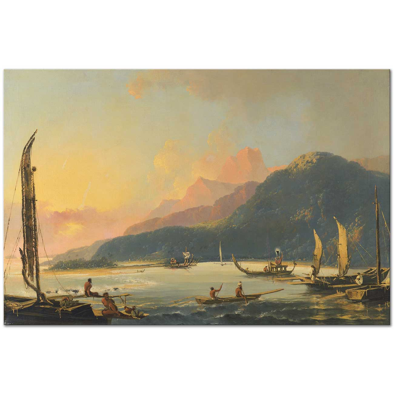 William Hodges Tahitian War Galleys in Matavai Art Print