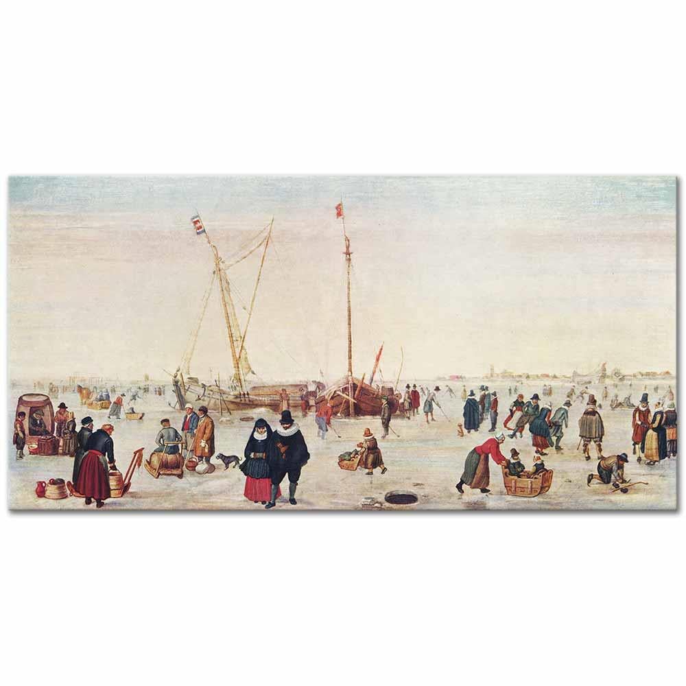Winter Landscape with Ice Skaters by Hendrick Avercamp as Art Print