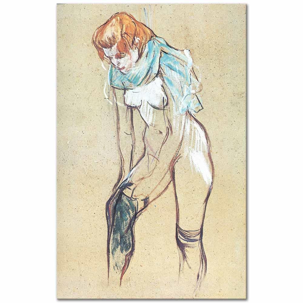 Henri de Toulouse-Lautrec Çorabını Giyen Kadın Kanvas Tablo