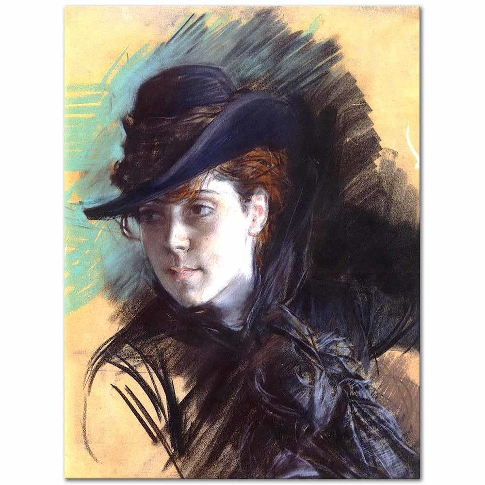 Giovanni Boldini Siyah Şapkalı Kız Kanvas Tablo